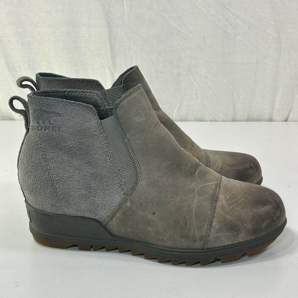 Sorel LEA Wedge Women's Sz 8.5 Waterproof Hidden Wedge Ankle Bootie Taupe